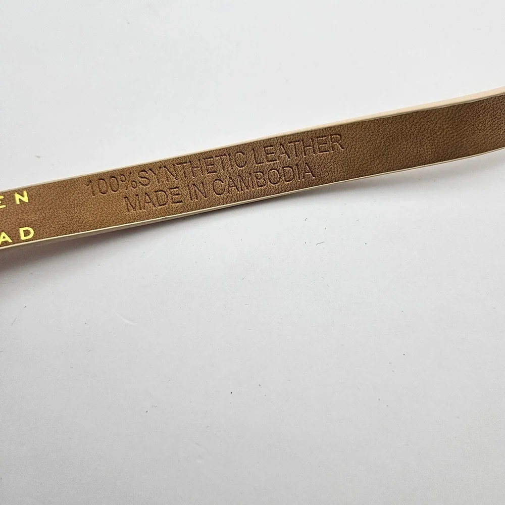 LC Lauren Conrad Pink Floral Daisy Skinny Belt Gold Tone Buckle Cream Large
